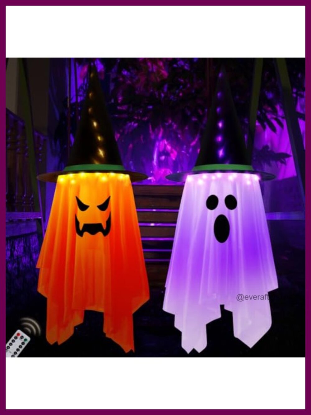 2 Pack Hanging Ghost Witch Hat Lights Halloween Decor 41 x 14 in